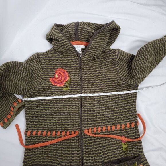 CABI green floral‎ wool blend nubby knit cardigan sweater #699 S - Picture 10 of 10